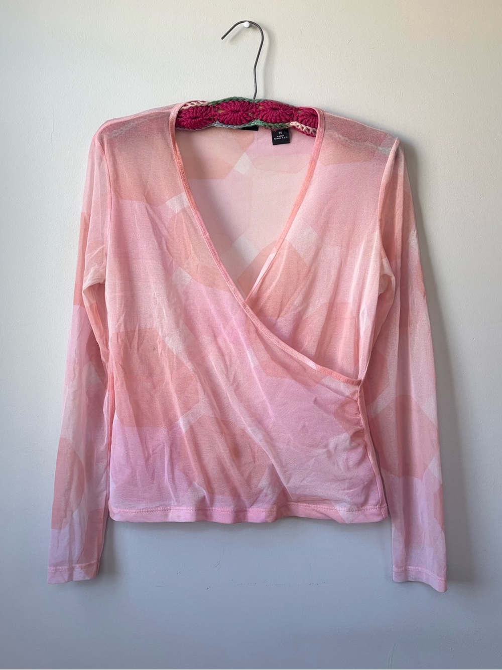 Light Pink Mesh Wrap-Style Top